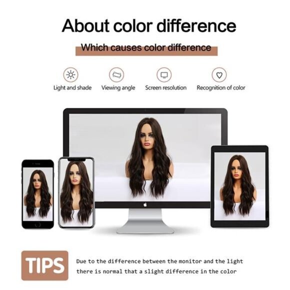 Womens Natural Synthetic Hair Heat Resistant Black Brown - Picture 6 of 6